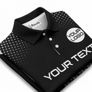 custom logo text overlay polka dot golf polo shirt