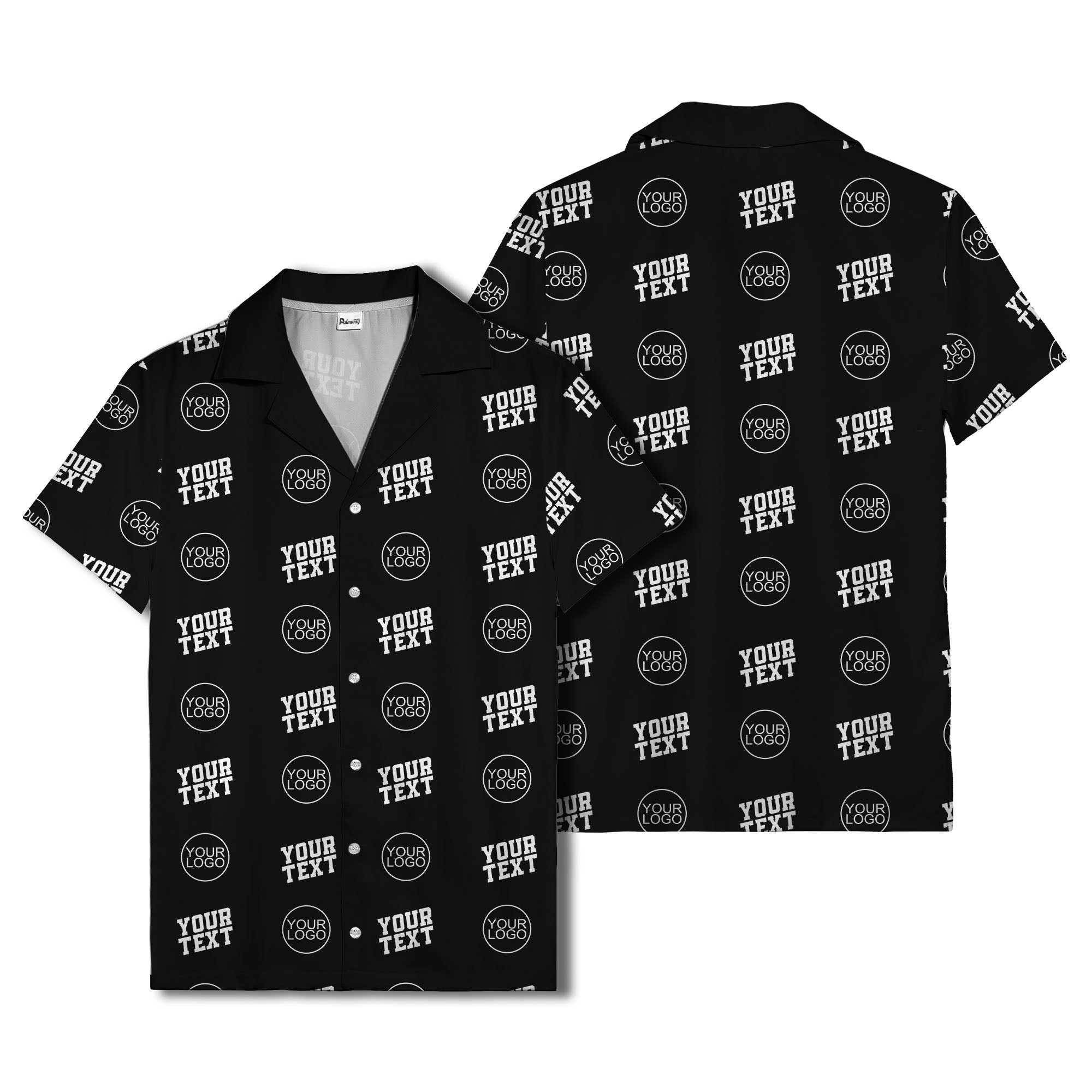 custom logo & text repeat pattern personalized hawaiian shirt