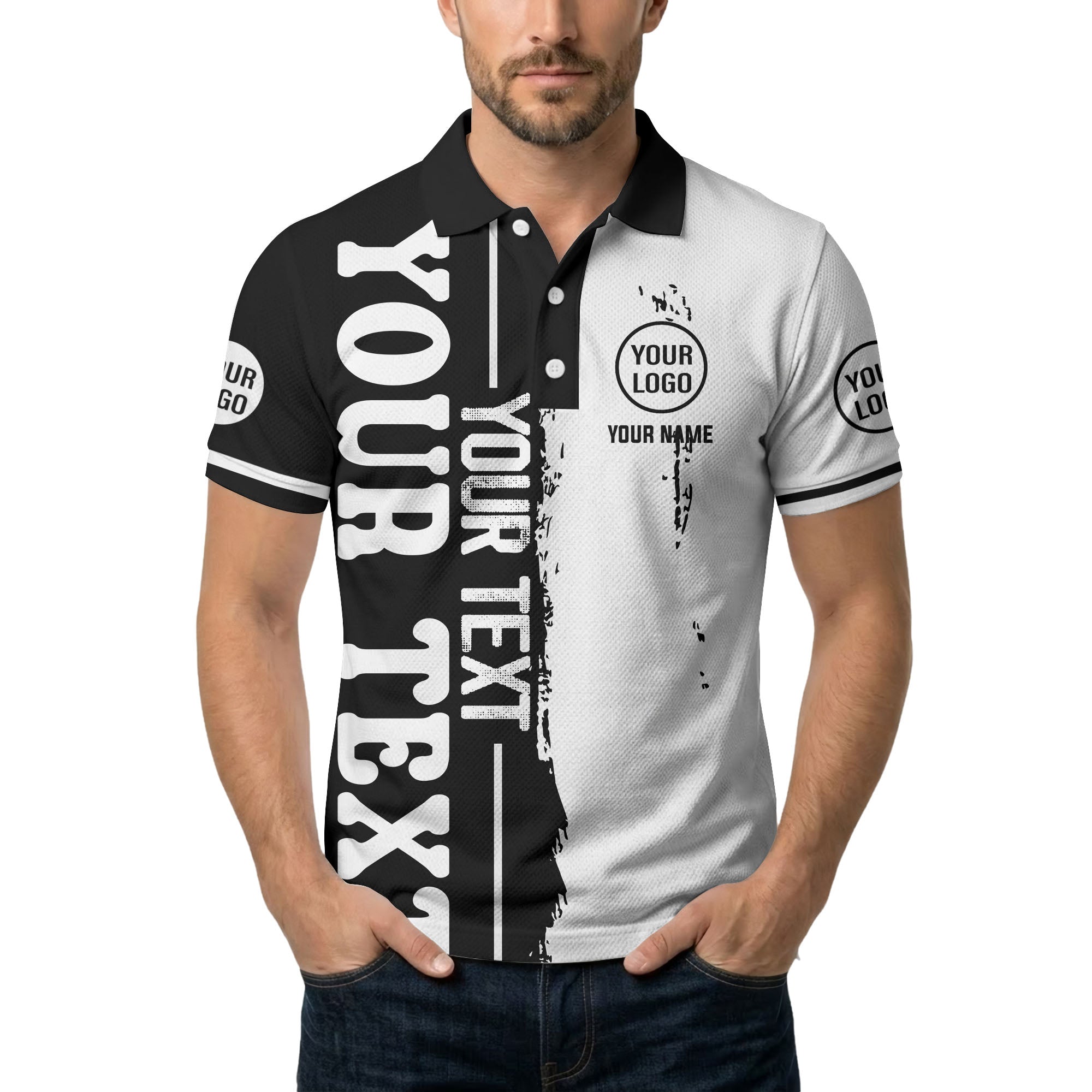 custom name & logo bold graphic personalized polo shirt