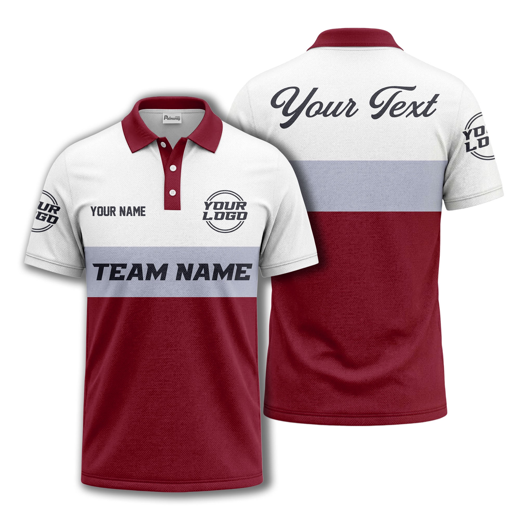 custom team name logo horizontal stripe polo shirt for men