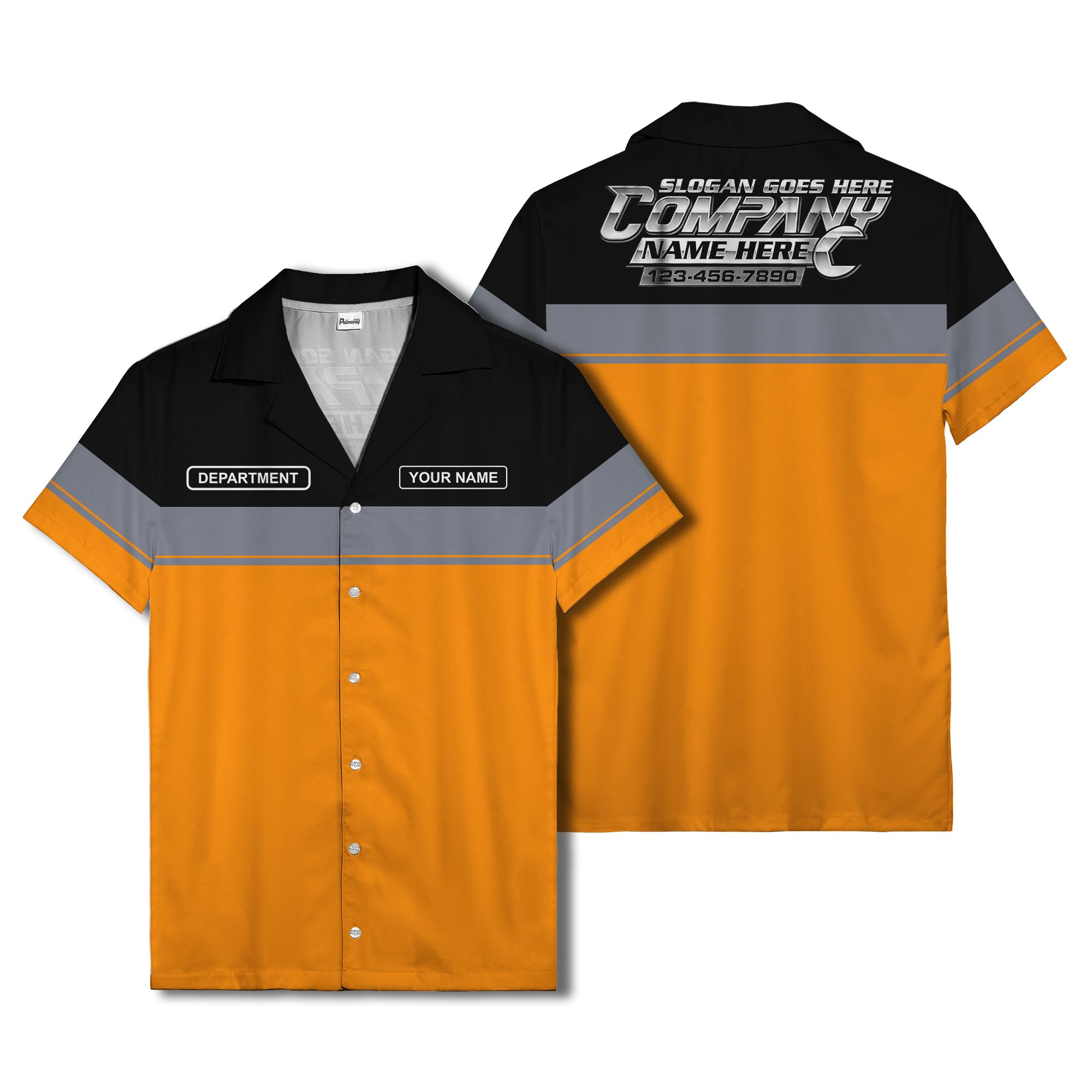 customizable department name gray stripe minimalist hawaiian shirt