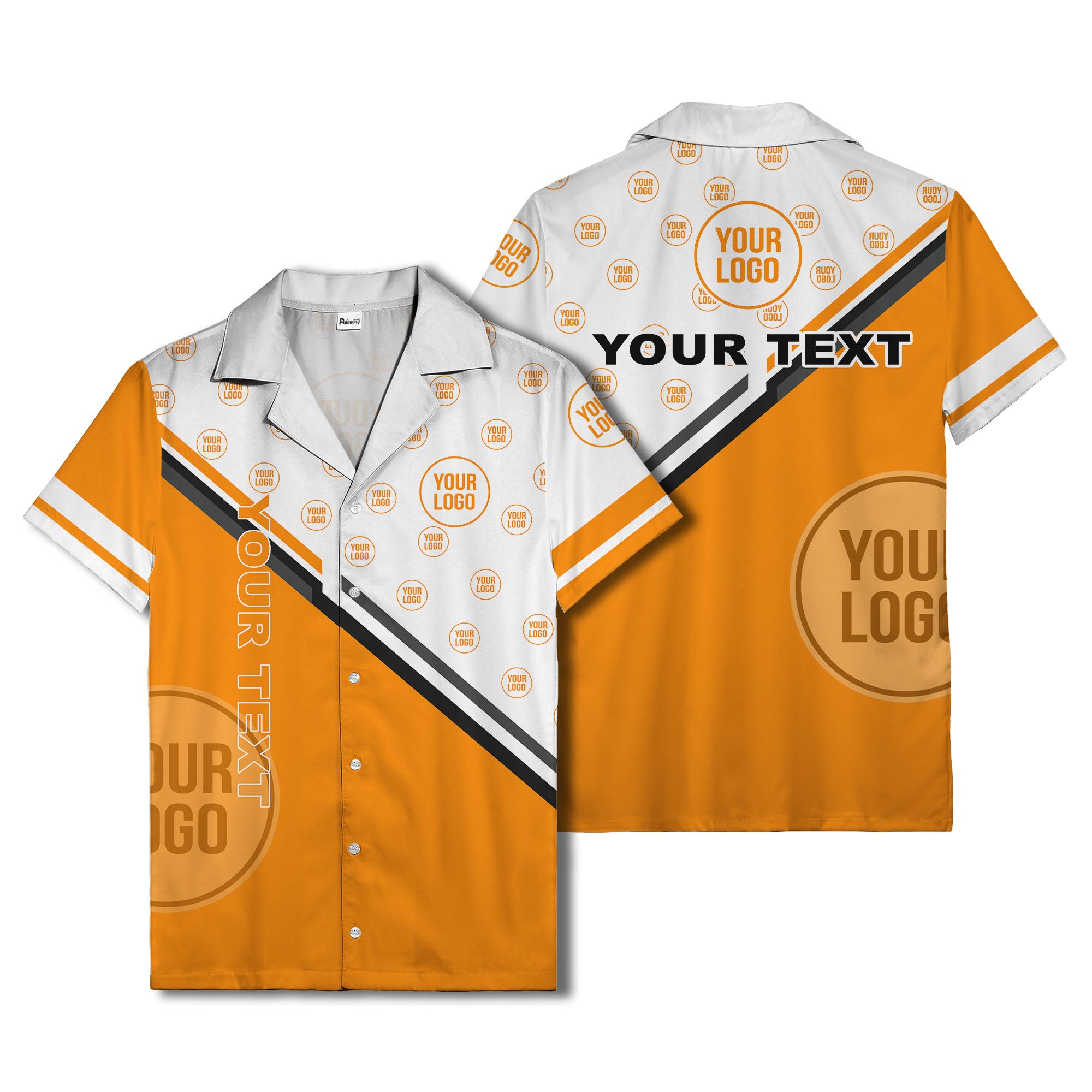 customizable diagonal stripe & logo repeating hawaiian shirt