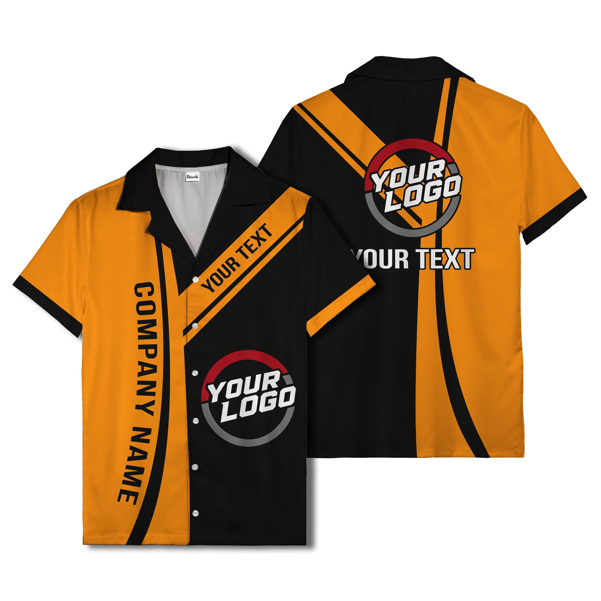 diagonal stripe custom logo company name hawaiian shirt for teams
