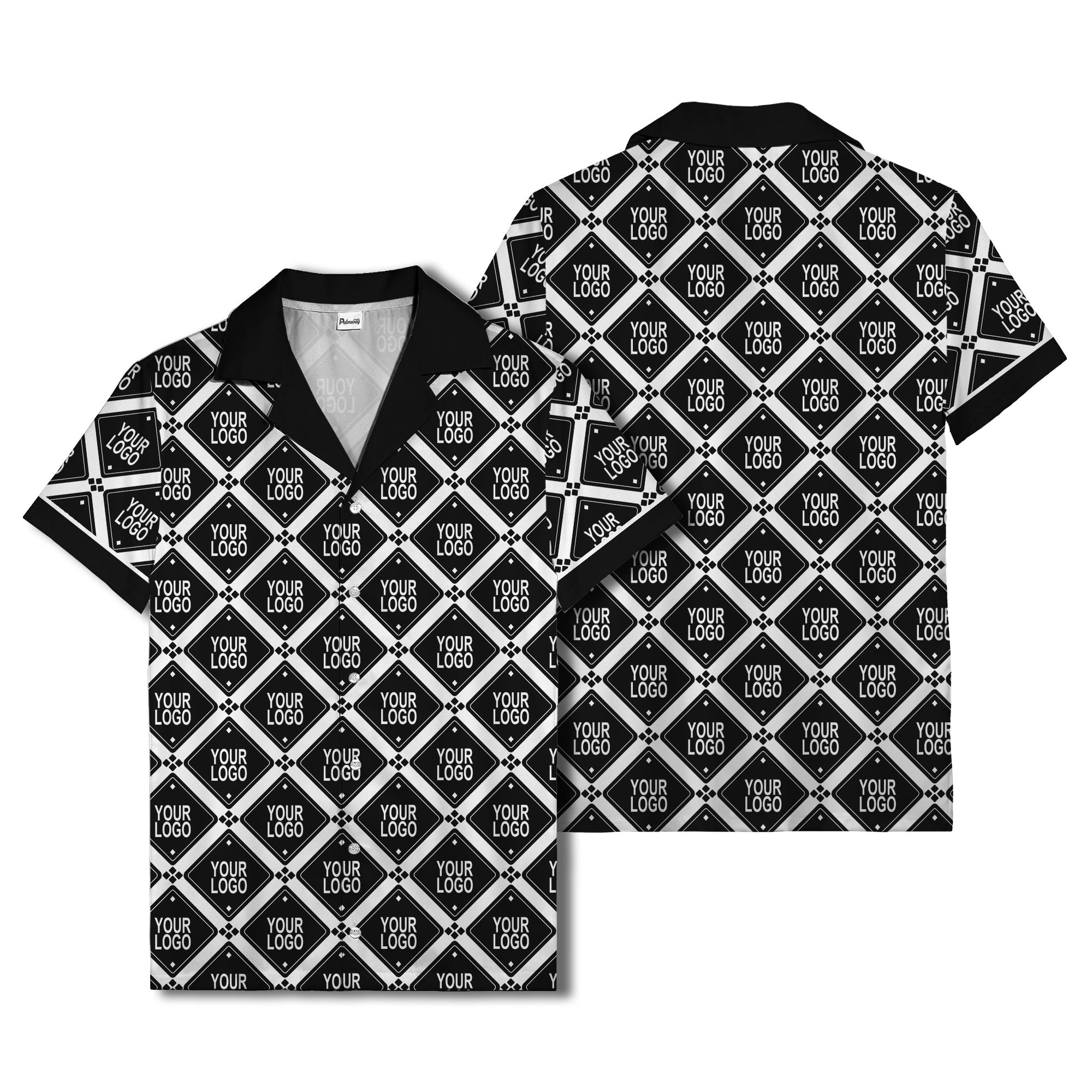 diamond repeat logo geometric hawaiian shirt for men