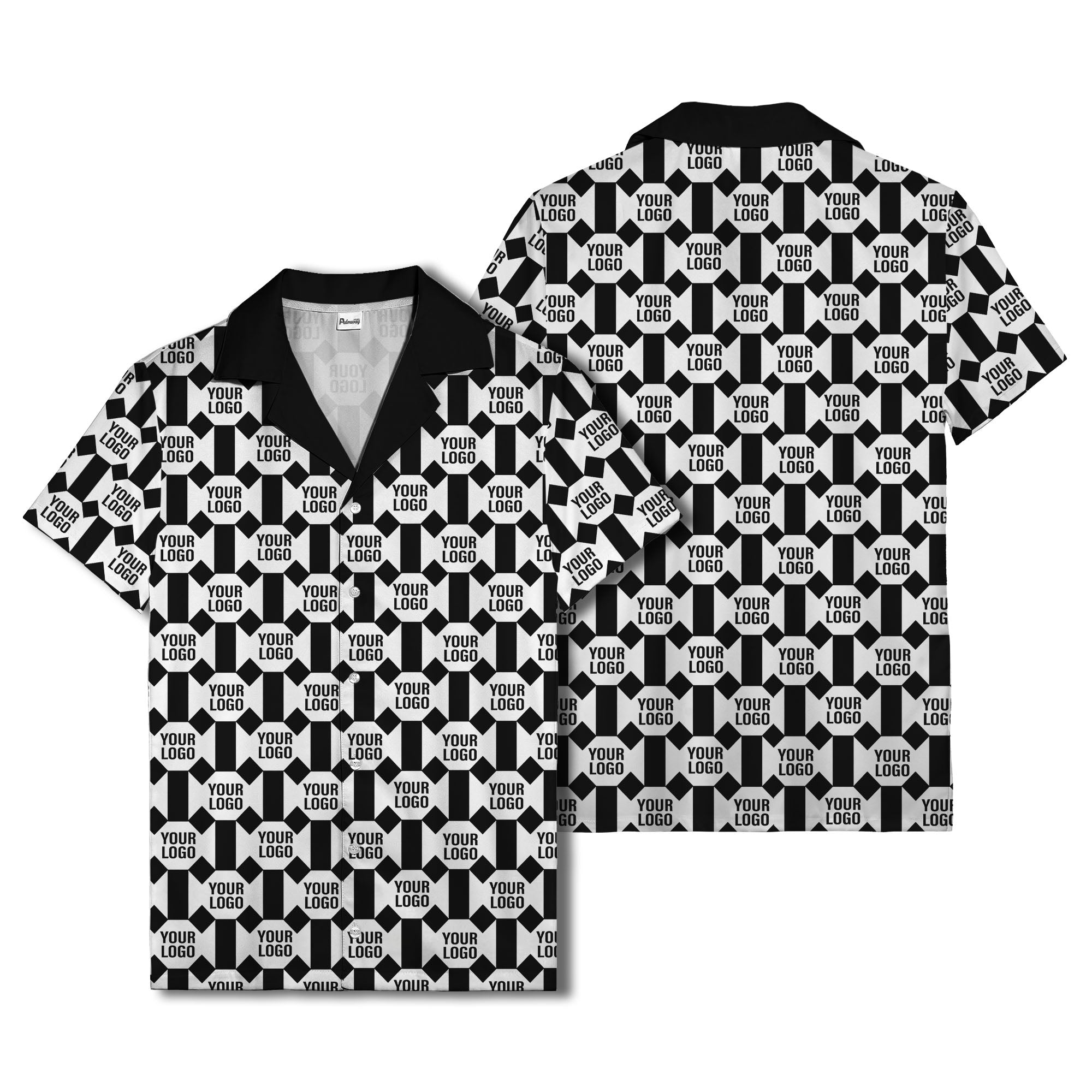 geometric grid logo repeat pattern modern graphic hawaiian shirt