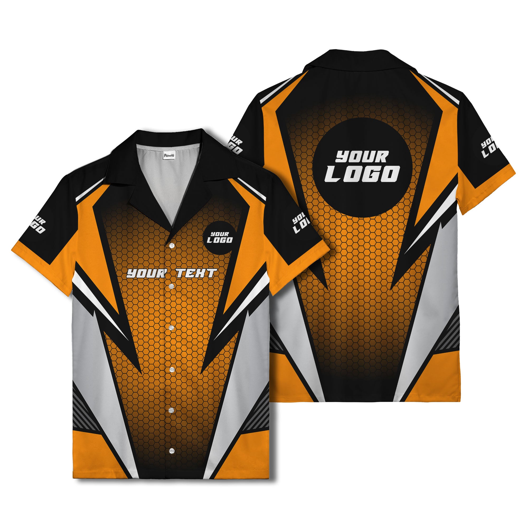 hexagon grid lightning bolt hawaiian shirt for men