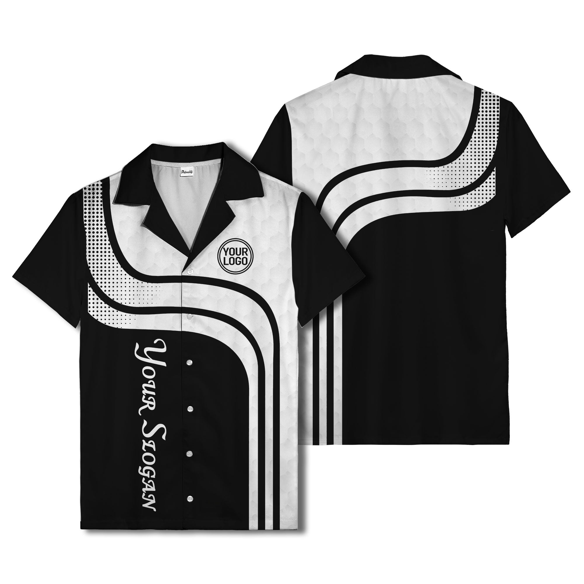 hexagon grid & retro curves hawaiian shirt for bowling fans