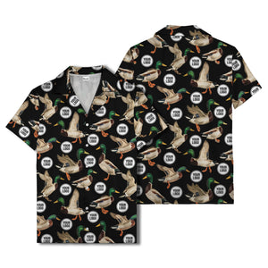 mallard ducks in flight hawaiian shirt with custom logo repeat pattern men's