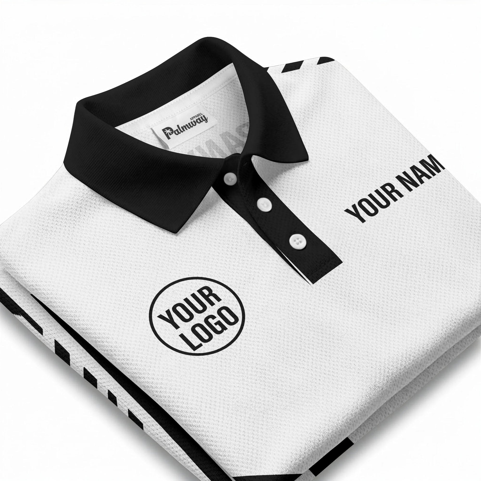 modern black white geometric stripes custom logo polo shirt