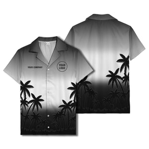 monochrome palm tree gradient silhouette hawaiian shirt for men
