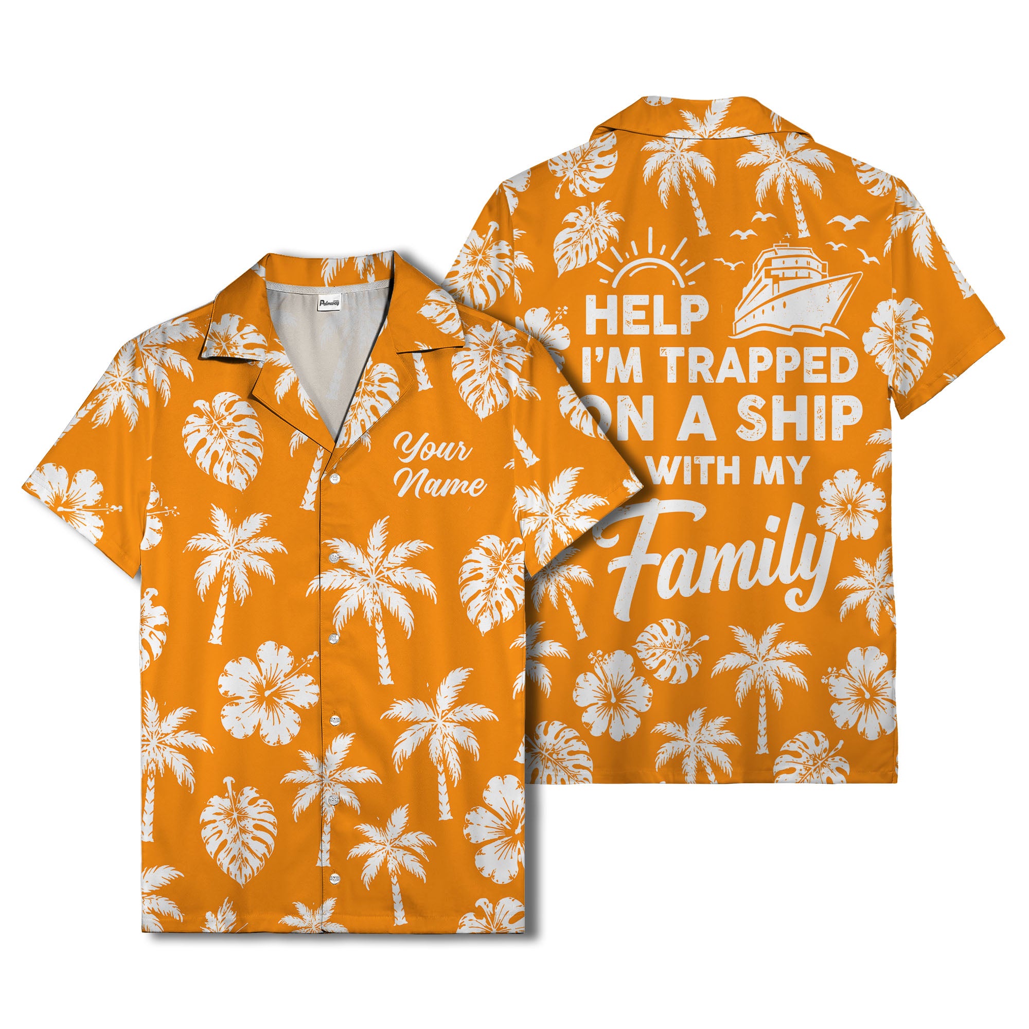 monochrome palm trees and hibiscus hawaiian shirt for men