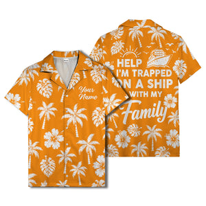 monochrome palm trees and hibiscus hawaiian shirt for men
