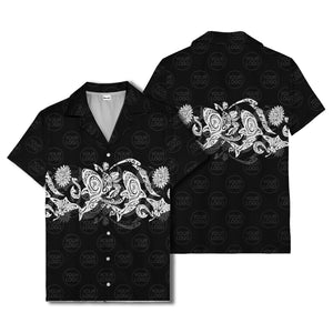 monochrome tribal turtle & sun motifs heritage hawaiian shirt