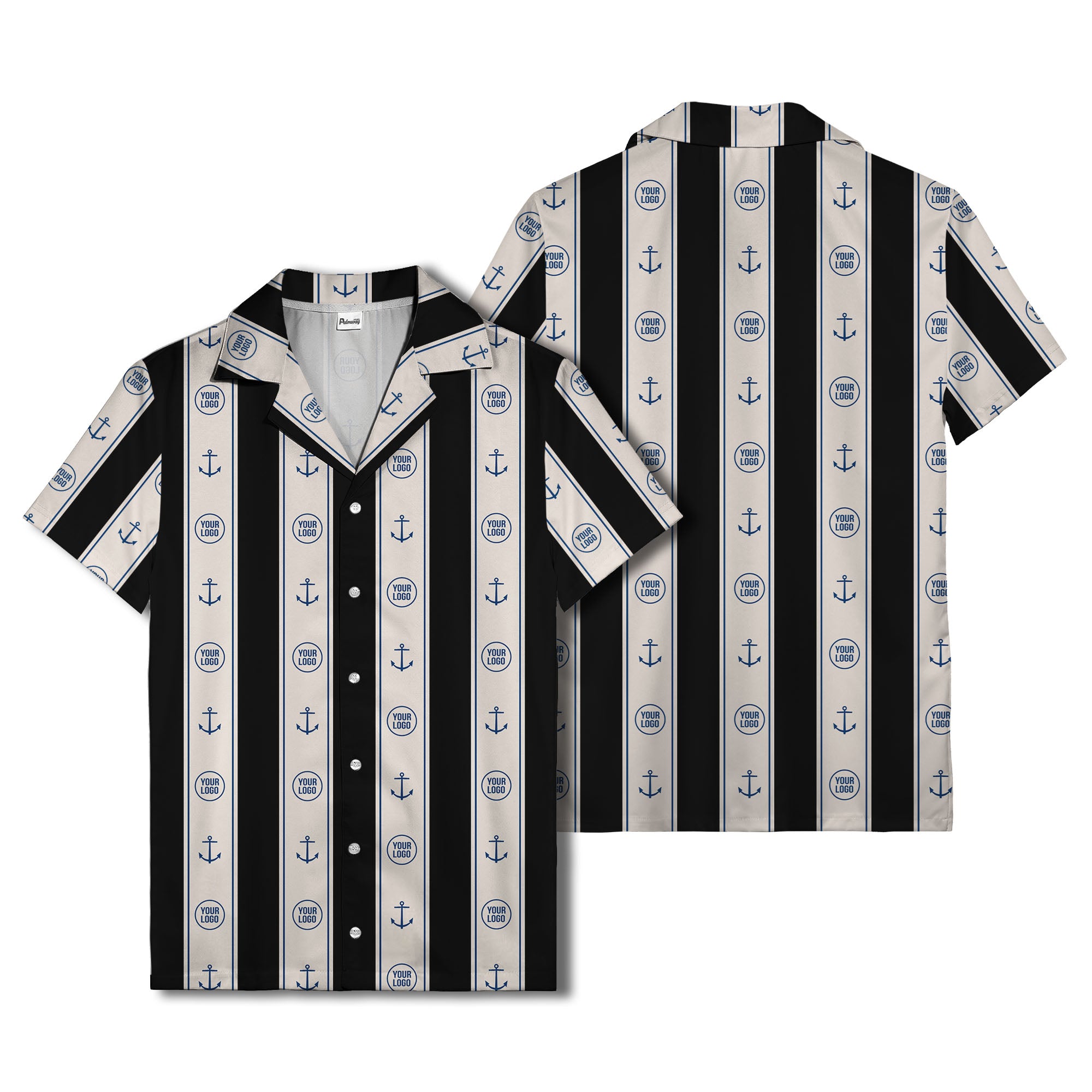 nautical anchors & custom logo repeat hawaiian shirt for men