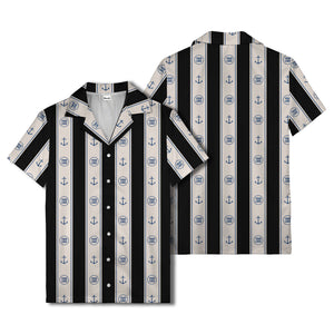 nautical anchors & custom logo repeat hawaiian shirt for men