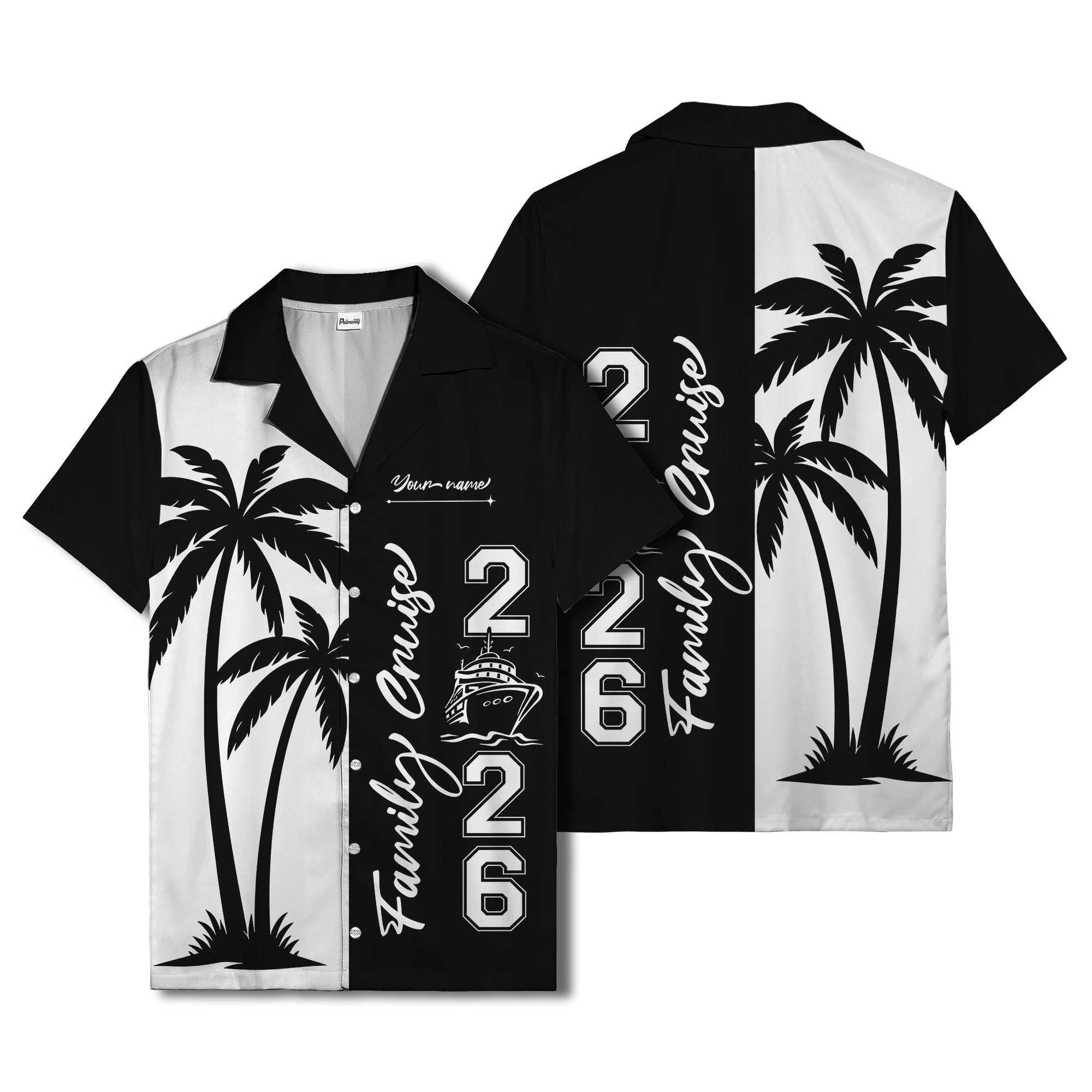 palm tree cruise ship family vacation graphic hawaiian shirt