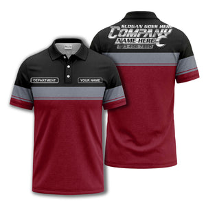 personalized department name gray stripe polo shirt for teams