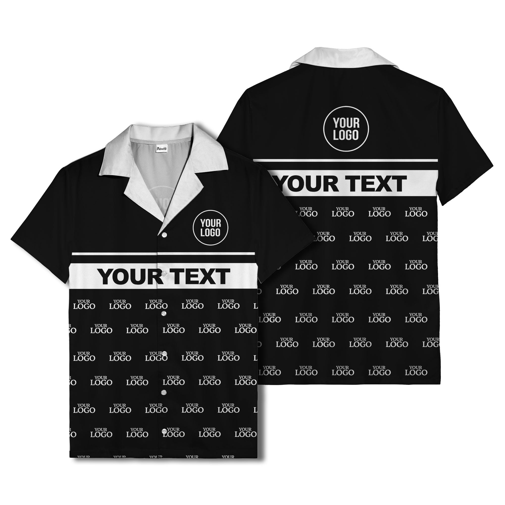 personalized logo & text striped hawaiian shirt for teams