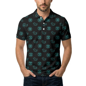rubber duck & custom logo circle pattern polo shirt for men