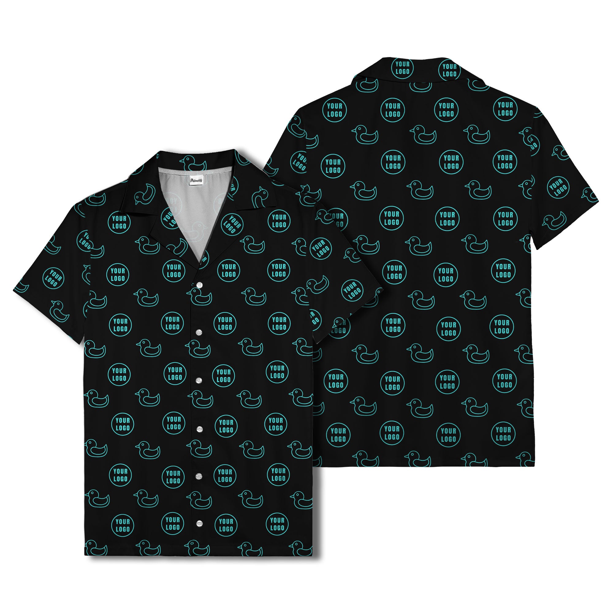 rubber duck & custom logo repeat pattern hawaiian shirt