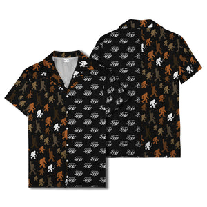 sasquatch golfers swinging clubs cartoon black hawaiian shirt for men