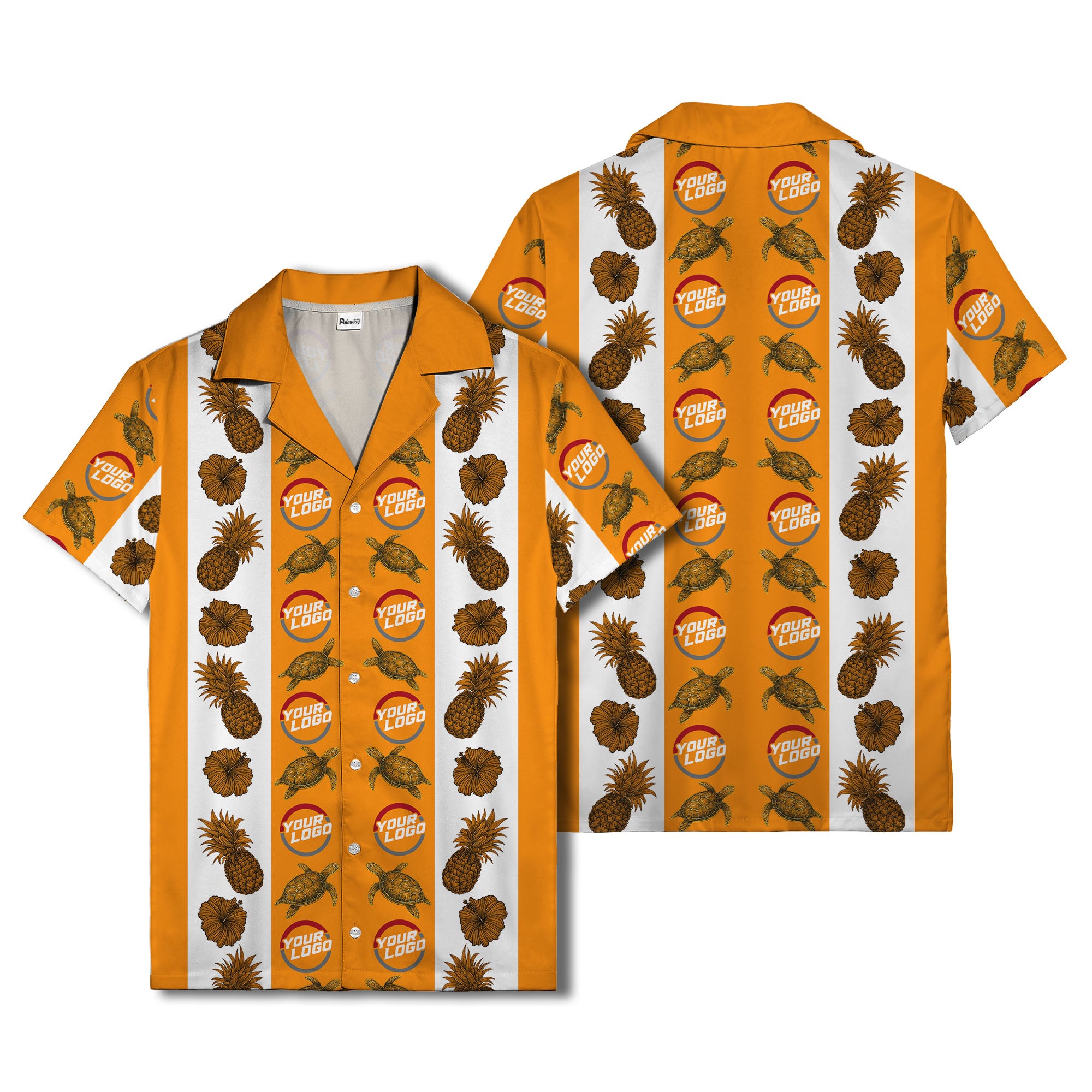 sea turtles & pineapple hibiscus striped hawaiian shirt