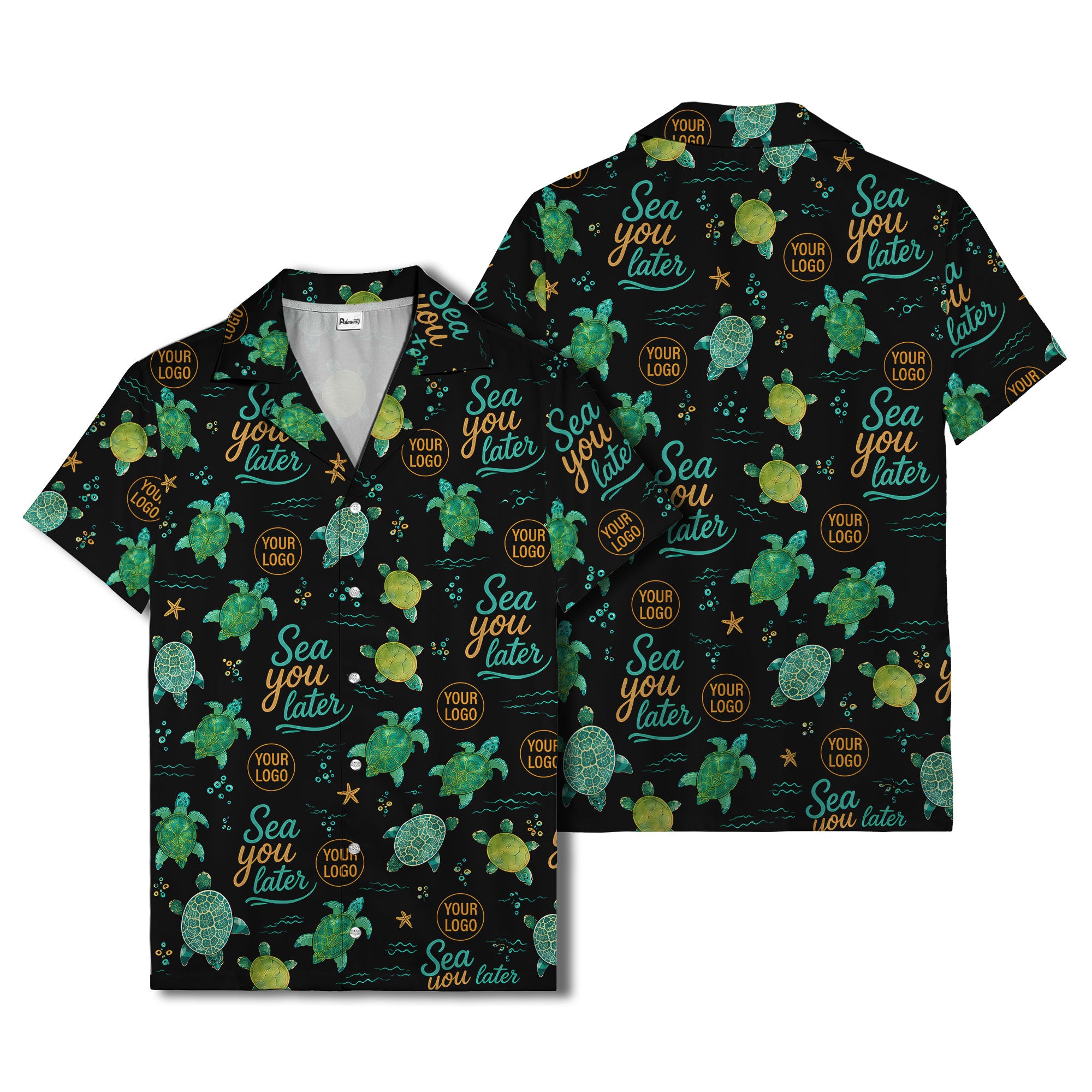 sea turtles & starfish sea you later cartoon hawaiian shirt