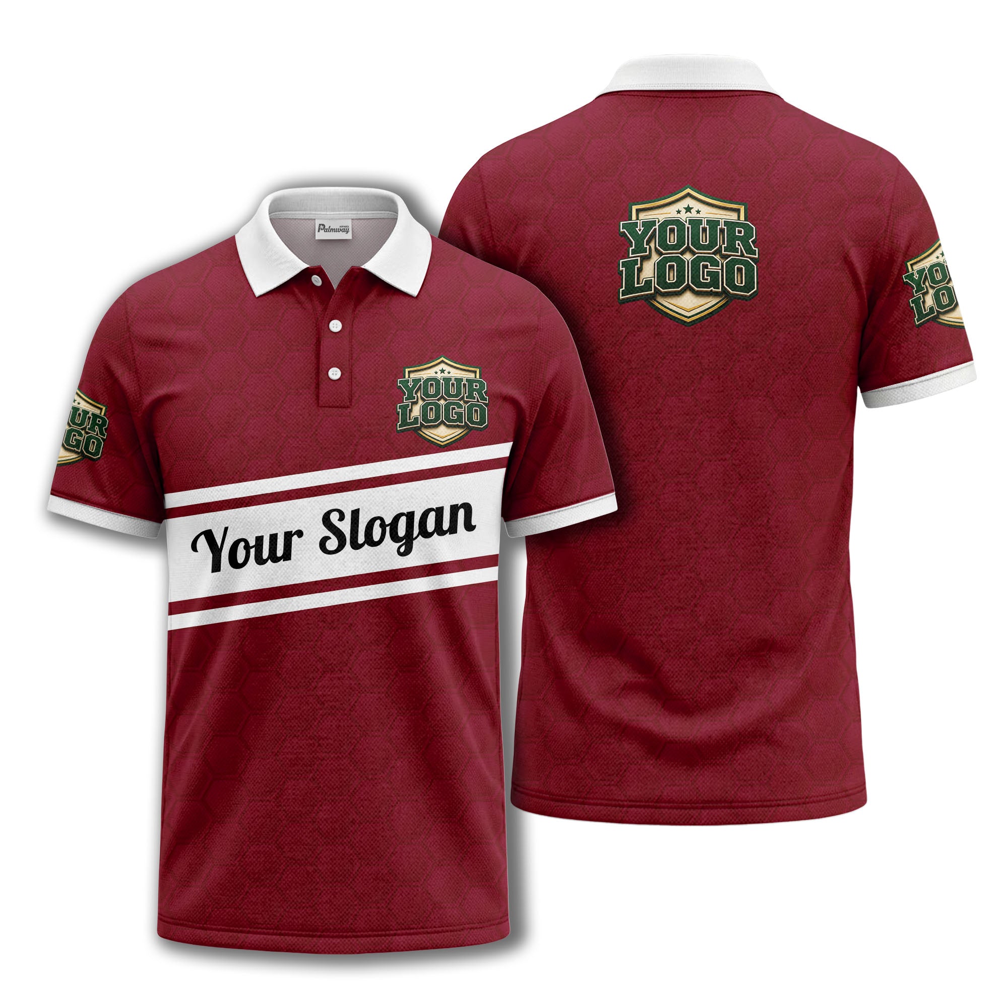 shield logo stars hexagon pattern polo shirt for men
