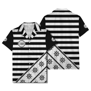 ship wheel and rope striped nautical maritime hawaiian shirt