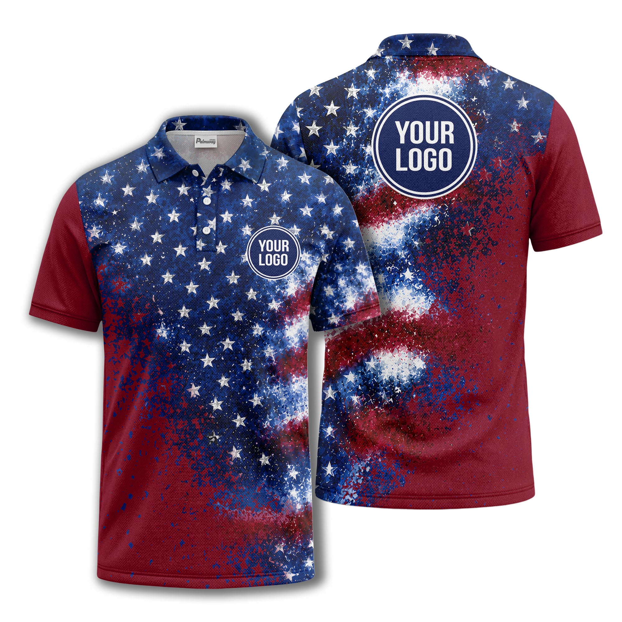 stars & stripes american flag all over print polo shirt