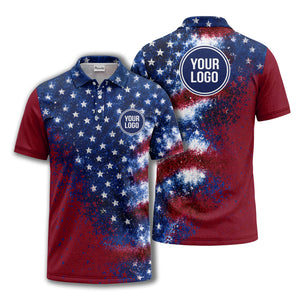 stars & stripes american flag all over print polo shirt