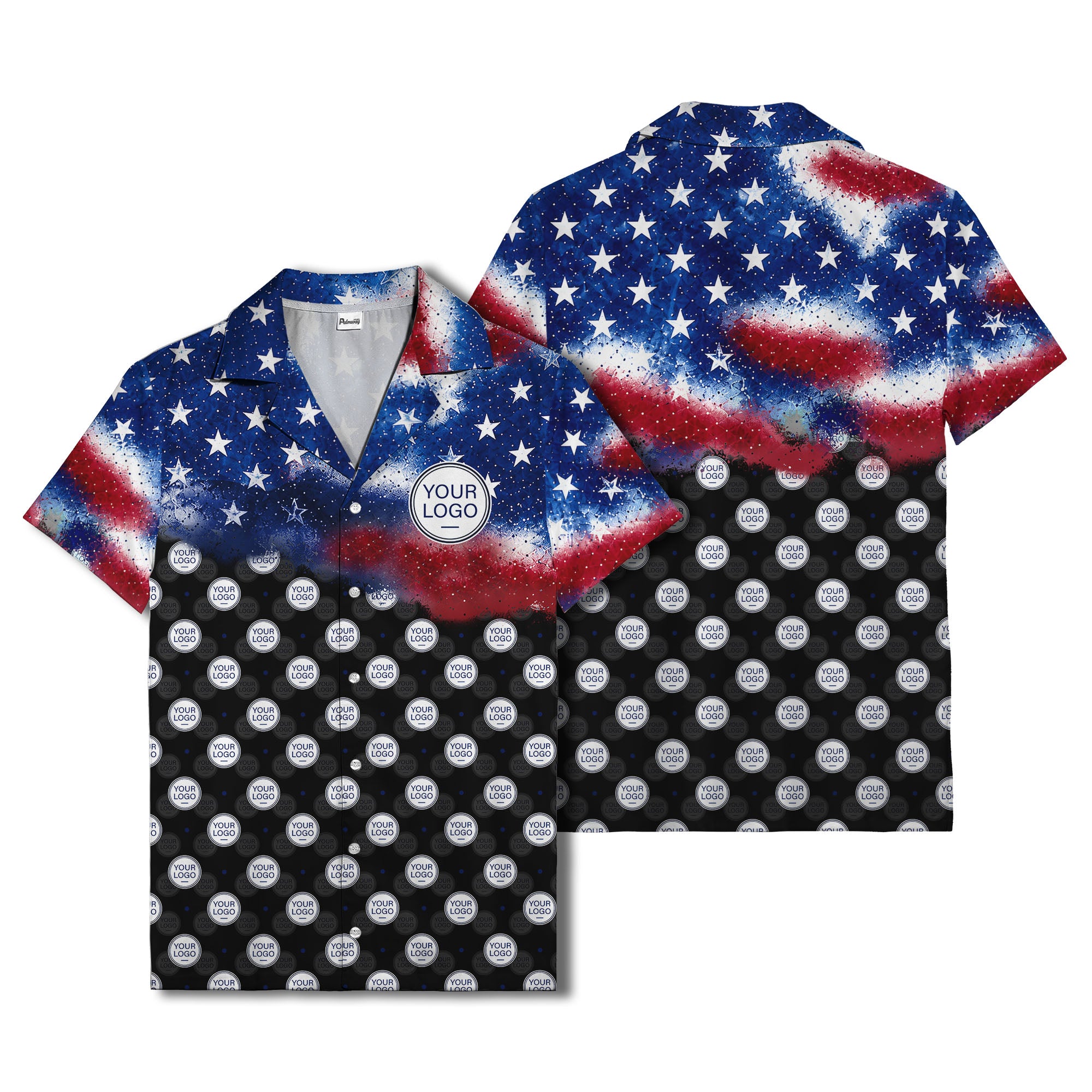 stars & stripes american flag custom logo patriotic hawaiian shirt