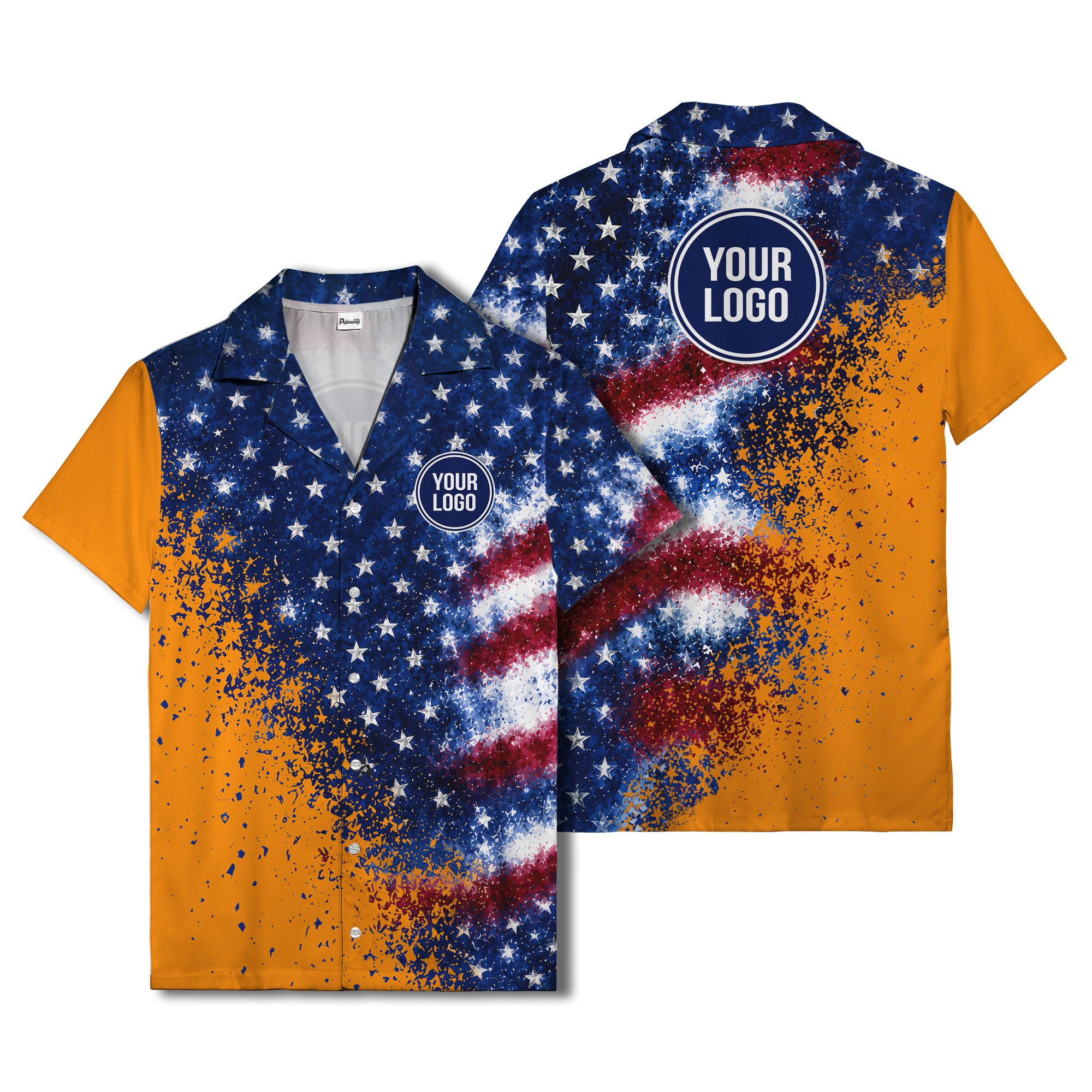 stars & stripes watercolor splash patriotic hawaiian shirt
