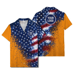 stars & stripes watercolor splash patriotic hawaiian shirt