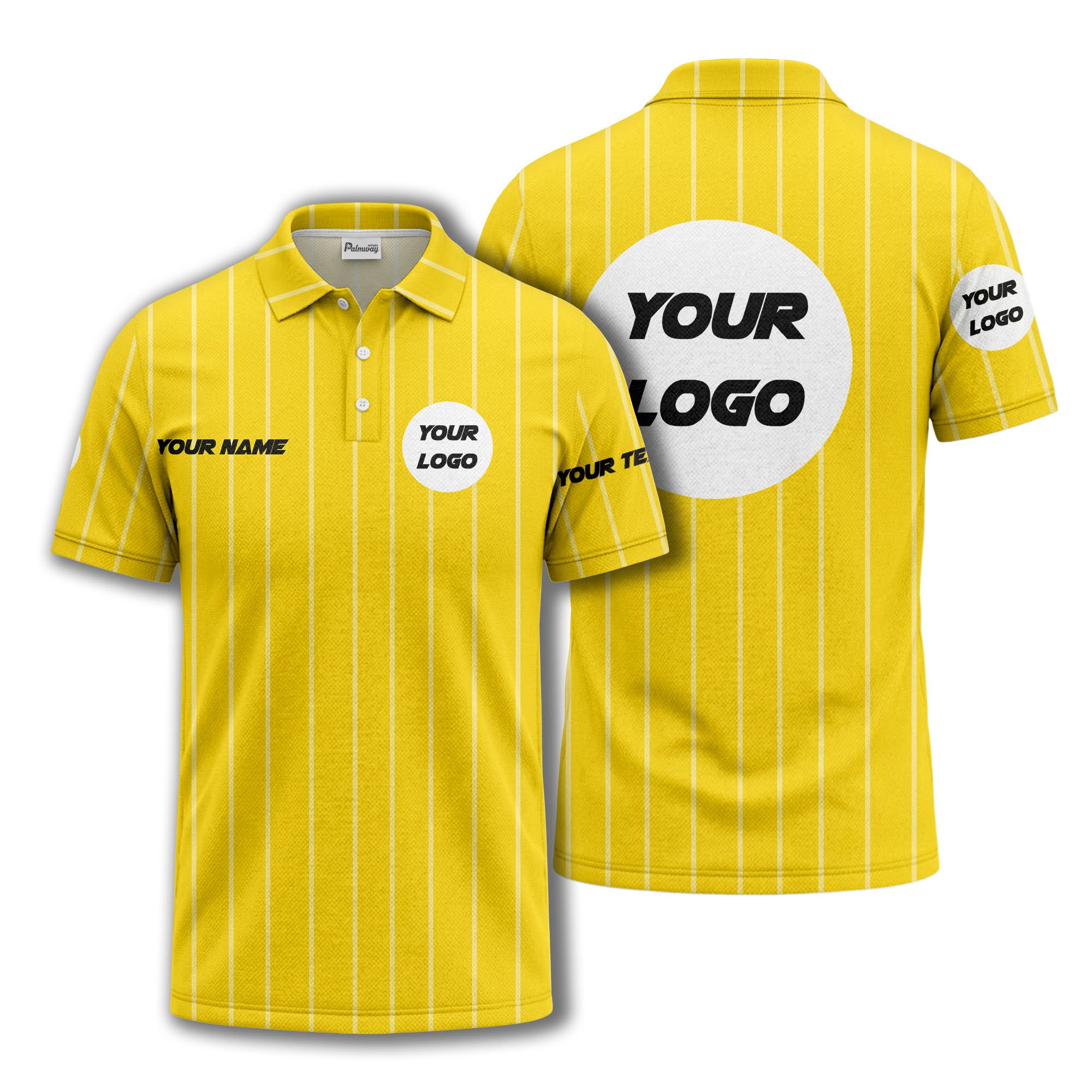 vertical pinstripe custom logo personalized text polo shirt