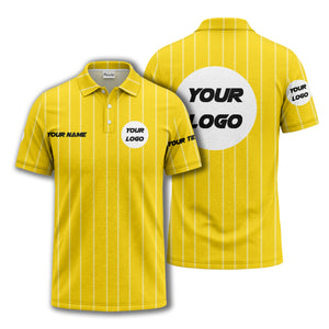 vertical pinstripe custom logo personalized text polo shirt