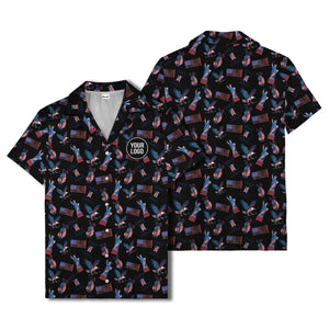 vintage 50s bald eagles & statue of liberty golf hawaiian shirt