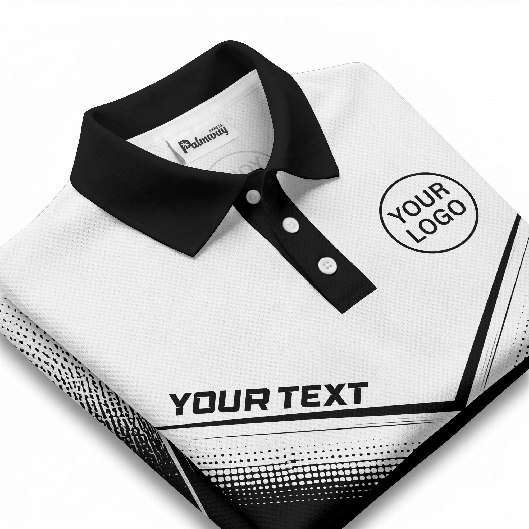 v-shape geometric halftone gradient golf polo shirt for men