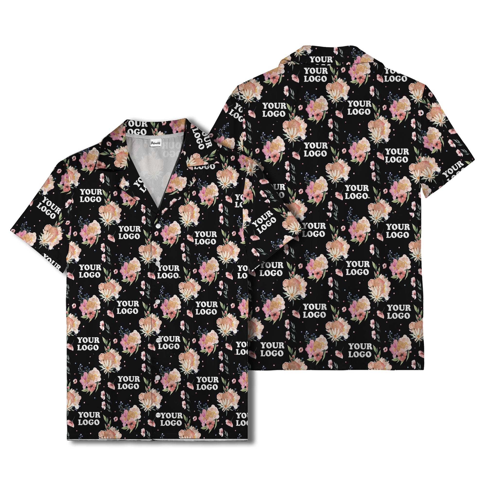 watercolor floral d20 dice hawaiian shirt with custom logo space