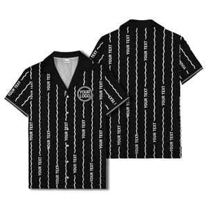wavy line personalized hawaiian shirt with custom text & logo