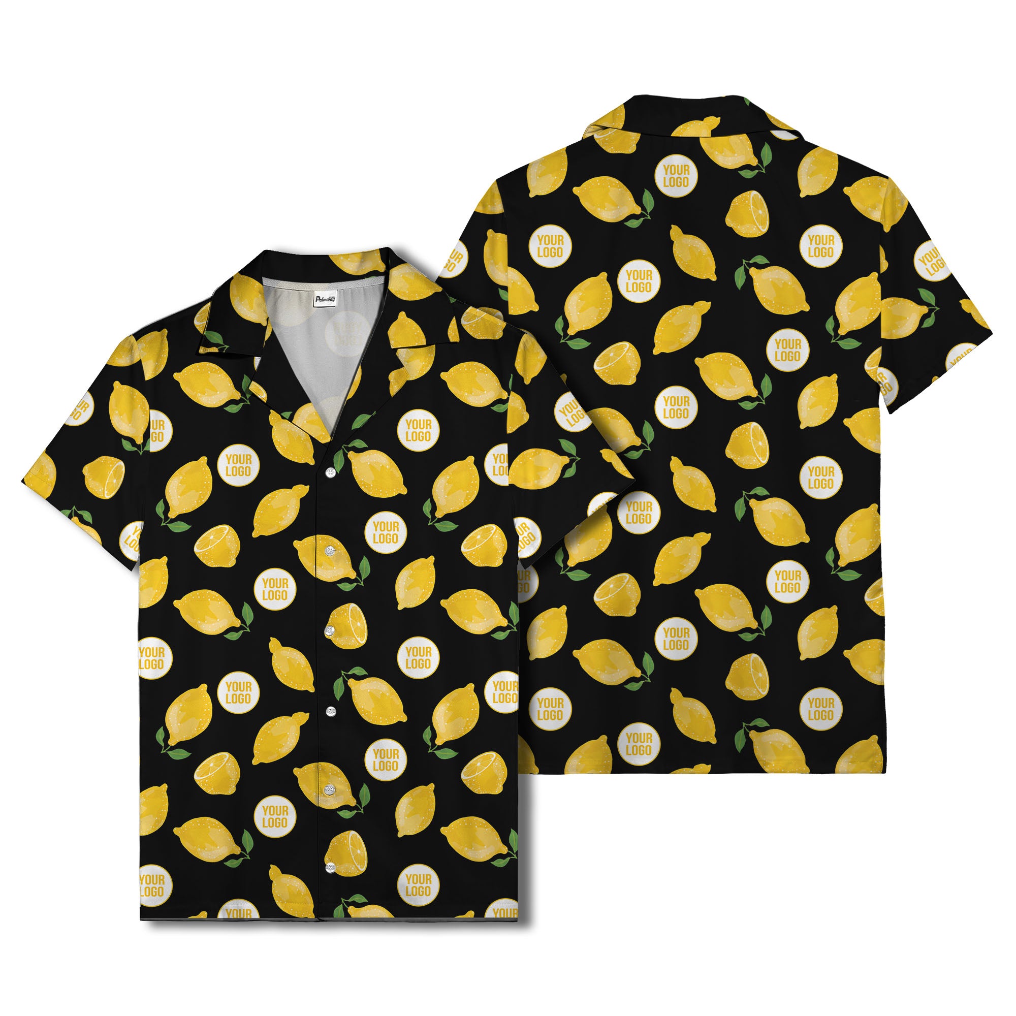 zesty lemon watercolor lemon slices & leaf hawaiian shirt