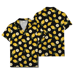 zesty lemon watercolor lemon slices & leaf hawaiian shirt