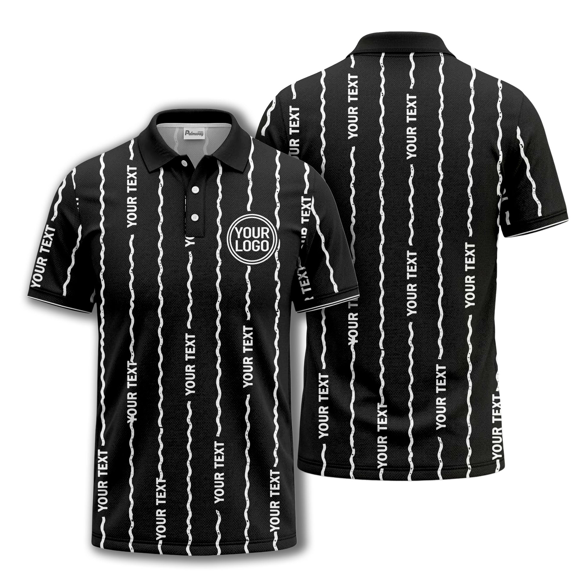 custom logo circle & wavy lines personalized polo shirt