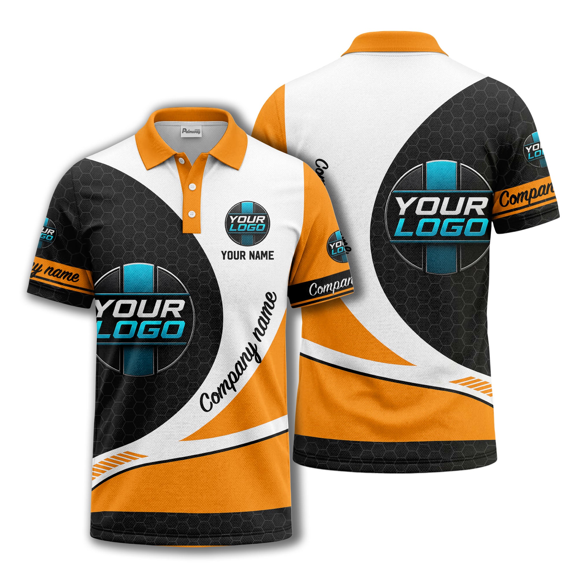 custom logo hexagon diagonal stripes polo shirt for men