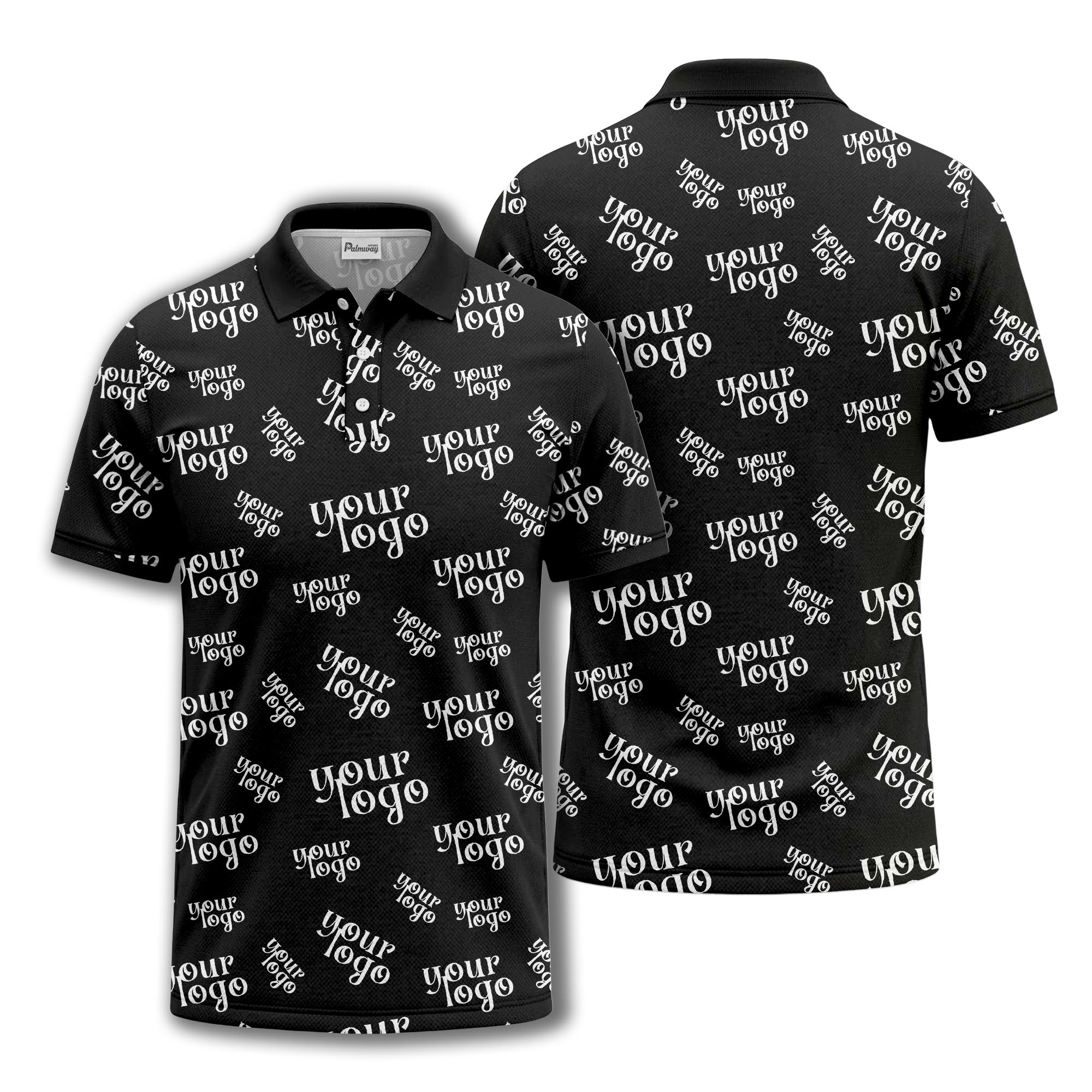 custom logo repeat typography minimalist polo shirt