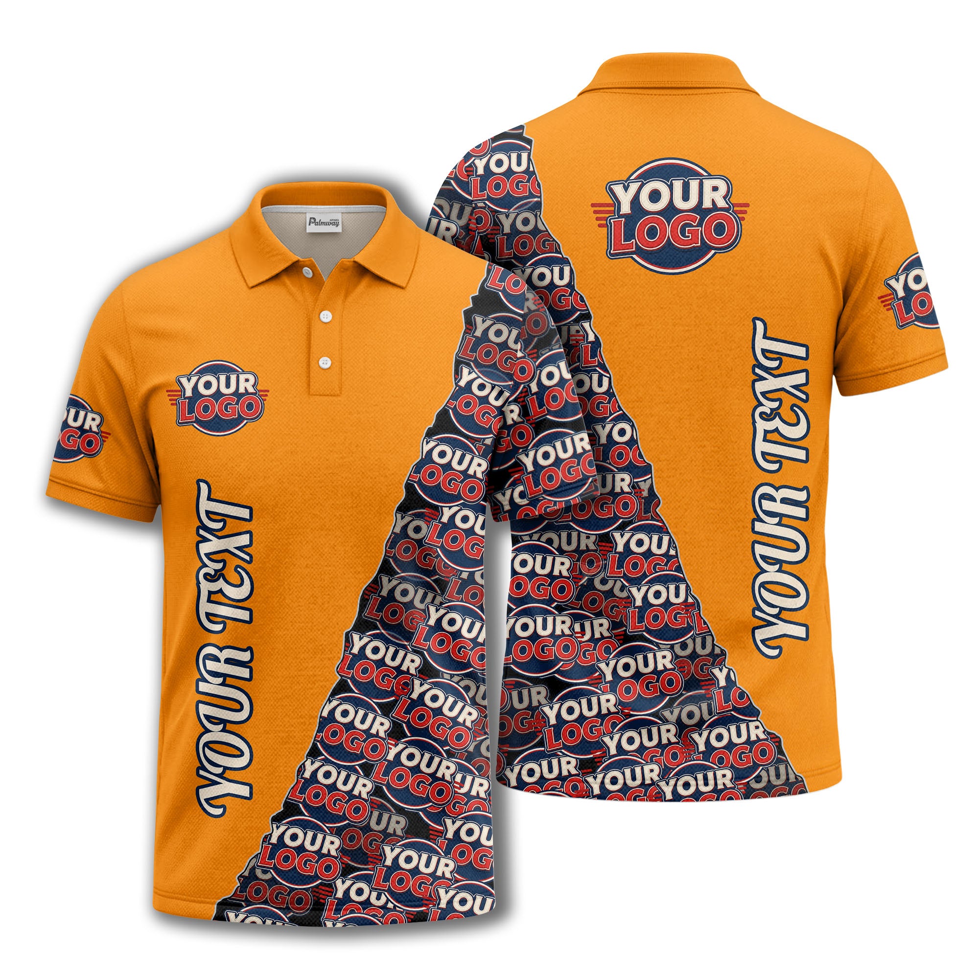 custom logo repeat vertical text pattern personalized polo shirt