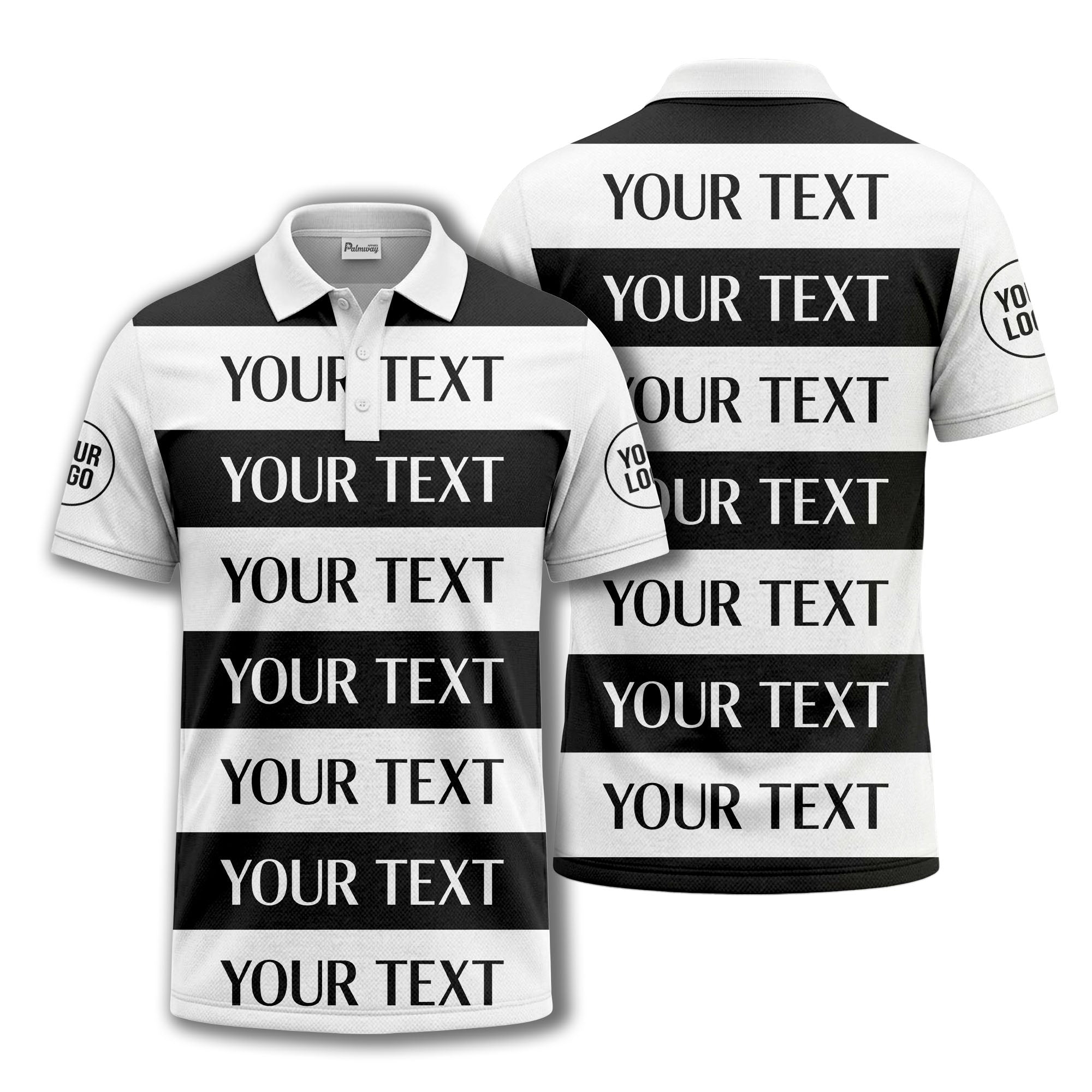 customizable text on bold horizontal stripes polo shirt