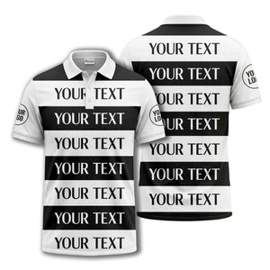 customizable text on bold horizontal stripes polo shirt