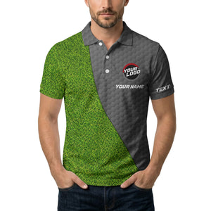 hexagon golf course grass texture custom logo polo shirt