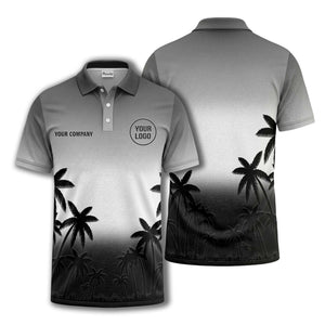 monochrome palm trees ombre gradient sky polo shirt for men